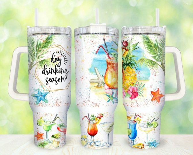 Day Drinking Season Custom Stanley Quencher 40Oz Stainless Steel Tumbler With Handle