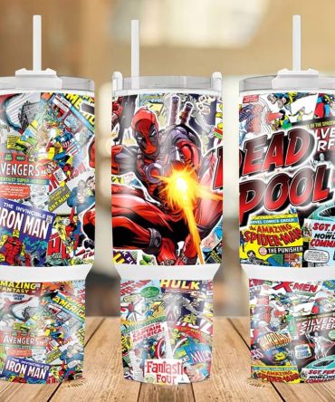 Deadpool Marvel Comics Custom Stanley Quencher 40Oz Stainless Steel