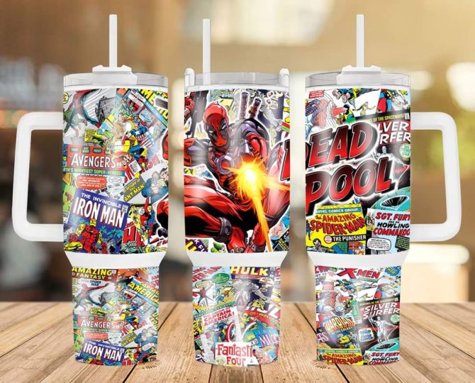 Deadpool Marvel Comics Custom Stanley Quencher 40Oz Stainless Steel