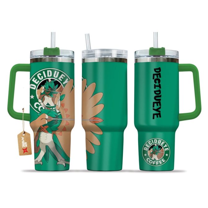 Decidueye Coffee Pokemon Anime Custom Stanley Quencher 40Oz Stainless Steel Tumbler With Handle