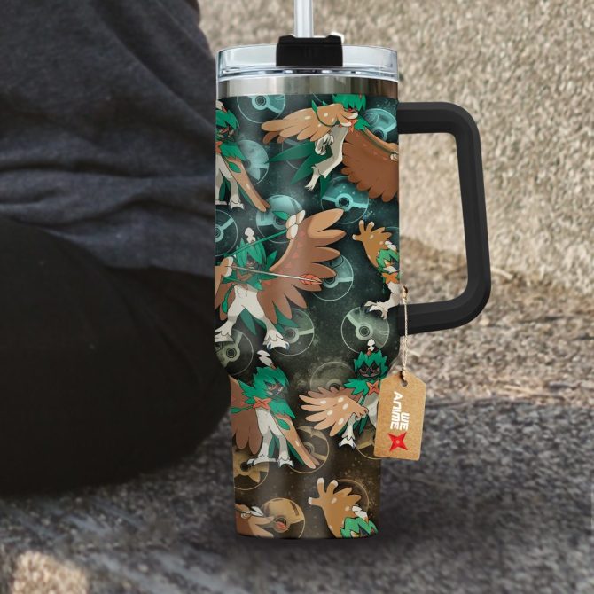 Decidueye Pokemon Anime Custom Stanley Quencher 40Oz Stainless Steel Tumbler With Handle - Image 4