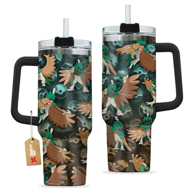Decidueye Pokemon Anime Custom Stanley Quencher 40Oz Stainless Steel Tumbler With Handle - Image 3