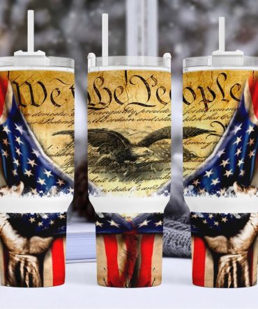 Declaration Of Independence American Flag Custom Stanley Quencher 40Oz Stainless Steel Tumbler With Handle