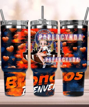 Denver Broncos Custom Stanley Quencher 40Oz Stainless Steel Tumbler With Handle