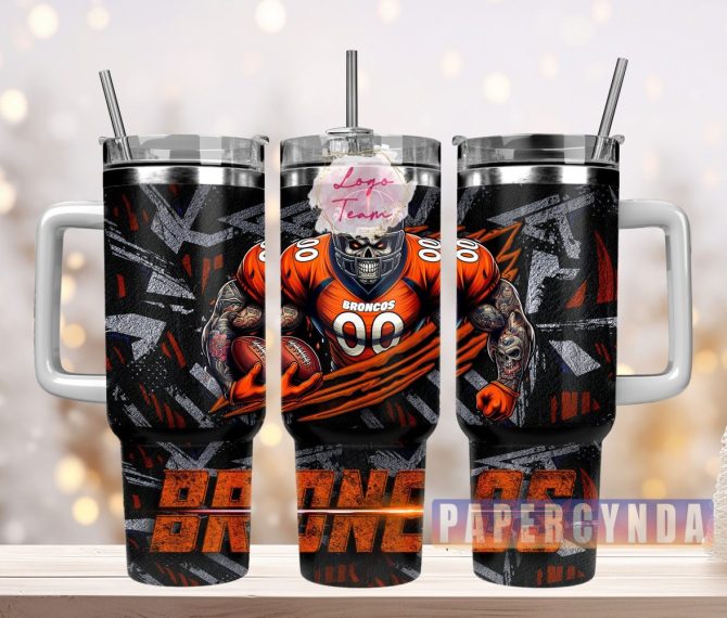 Denver Broncos Custom Stanley Quencher 40Oz Stainless Steel Tumbler With Handle
