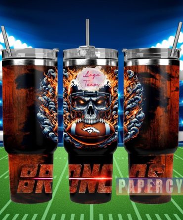 Denver Broncos Custom Stanley Quencher 40Oz Stainless Steel Tumbler With Handle