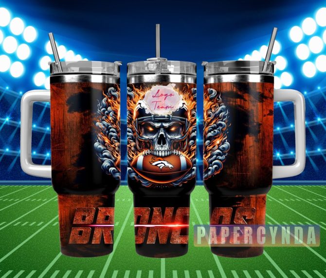 Denver Broncos Custom Stanley Quencher 40Oz Stainless Steel Tumbler With Handle