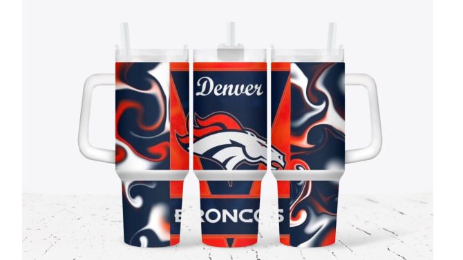 Denver Broncos Football Nfl Custom Stanley Quencher 40Oz Stainless Steel Tumbler With Handle