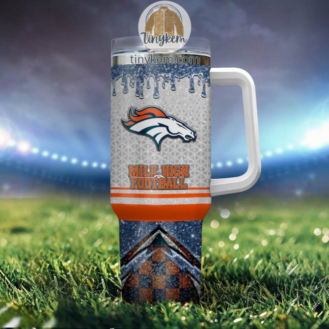 Denver Broncos Glitter Nfl Custom Stanley Quencher 40Oz Stainless Steel Tumbler With Handle - Image 4