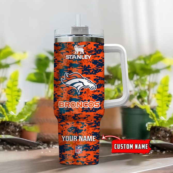 Denver Broncos Nfl Camouflage Custom Stanley Quencher 40Oz Stainless Steel Tumbler With Handle - Image 2