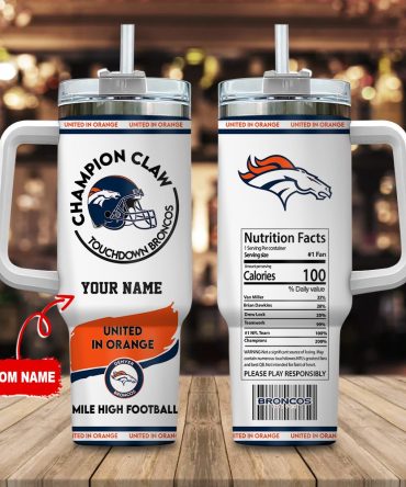 Denver Broncos Nfl Champion Claw Custom Stanley Quencher 40Oz Stainless Steel Tumbler With Handle