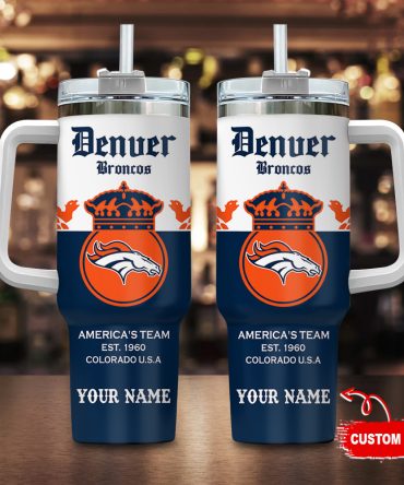 Denver Broncos Nfl Corona Extra Custom Stanley Quencher 40Oz Stainless Steel Tumbler With Handle