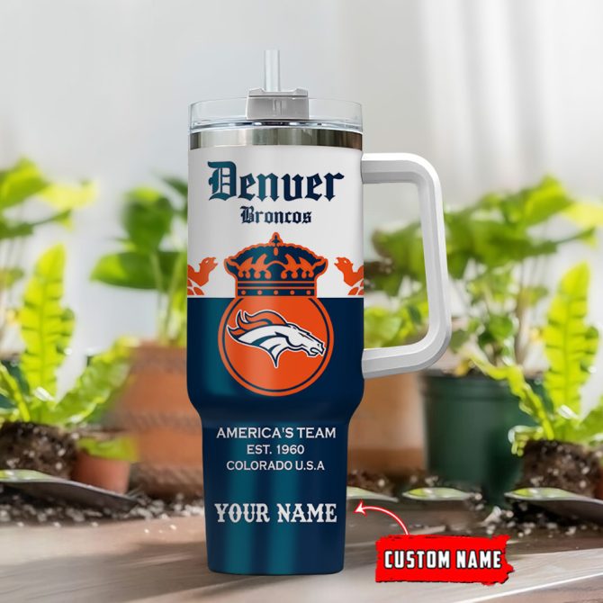 Denver Broncos Nfl Corona Extra Custom Stanley Quencher 40Oz Stainless Steel Tumbler With Handle - Image 2