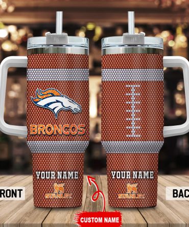 Denver Broncos Nfl Crystal Custom Stanley Quencher 40Oz Stainless Steel Tumbler With Handle