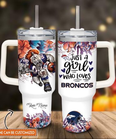 Denver Broncos Nfl Custom Stanley Quencher 40Oz Stainless Steel Tumbler With Handle