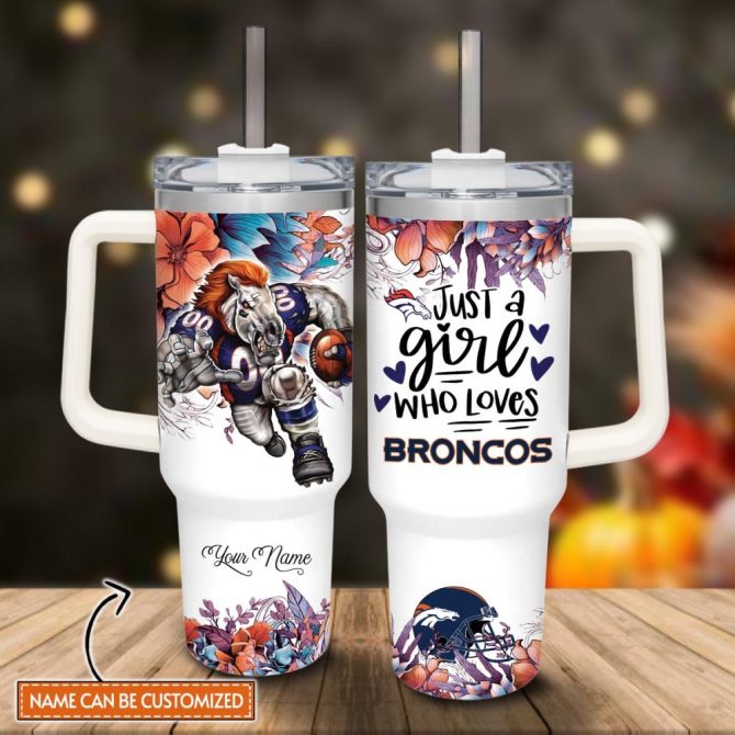 Denver Broncos Nfl Custom Stanley Quencher 40Oz Stainless Steel Tumbler With Handle