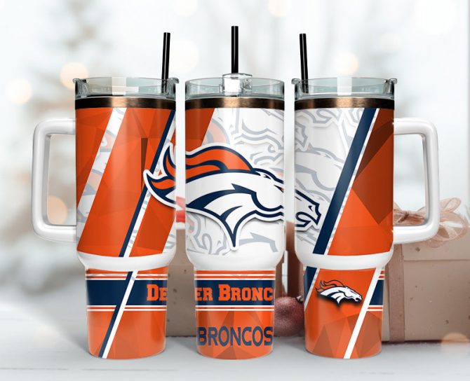 Denver Broncos Nfl Custom Stanley Quencher 40Oz Stainless Steel Tumbler With Handle
