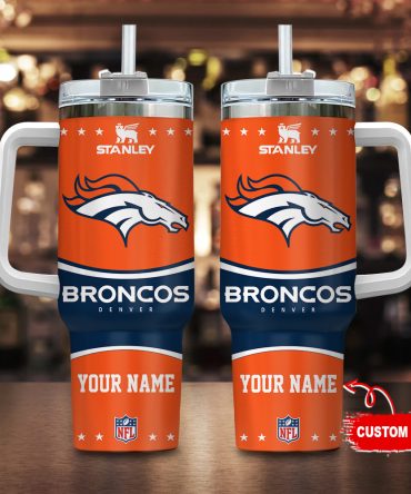 Denver Broncos Nfl Custom Stanley Quencher 40Oz Stainless Steel Tumbler With Handle