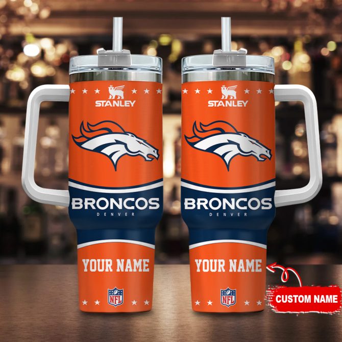 Denver Broncos Nfl Custom Stanley Quencher 40Oz Stainless Steel Tumbler With Handle