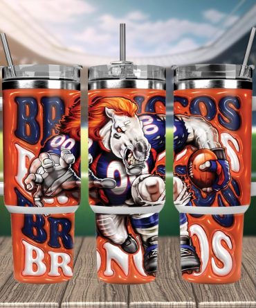 Denver Broncos Nfl Mascot Custom Stanley Quencher 40Oz Stainless Steel Tumbler With Handle