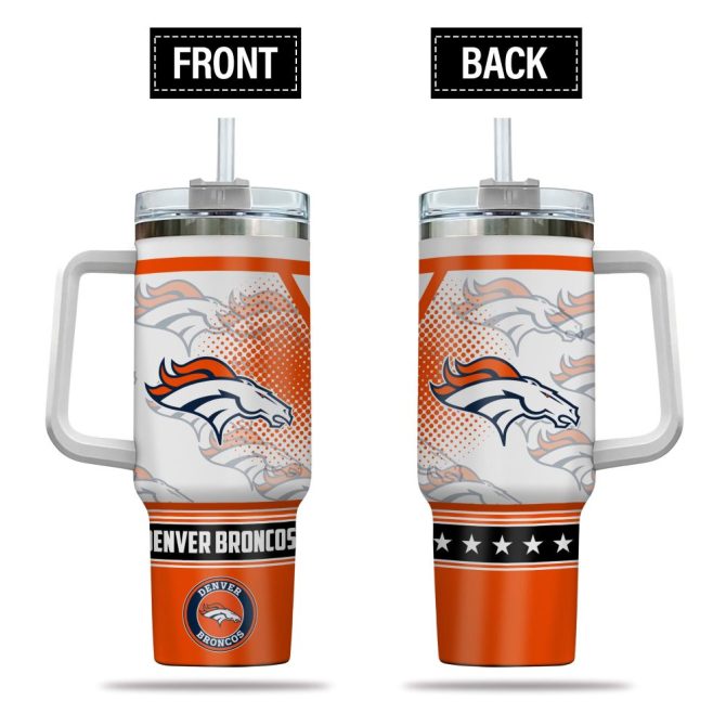Denver Broncos Nfl Custom Stanley Quencher 40Oz Stainless Steel Tumbler With Handle