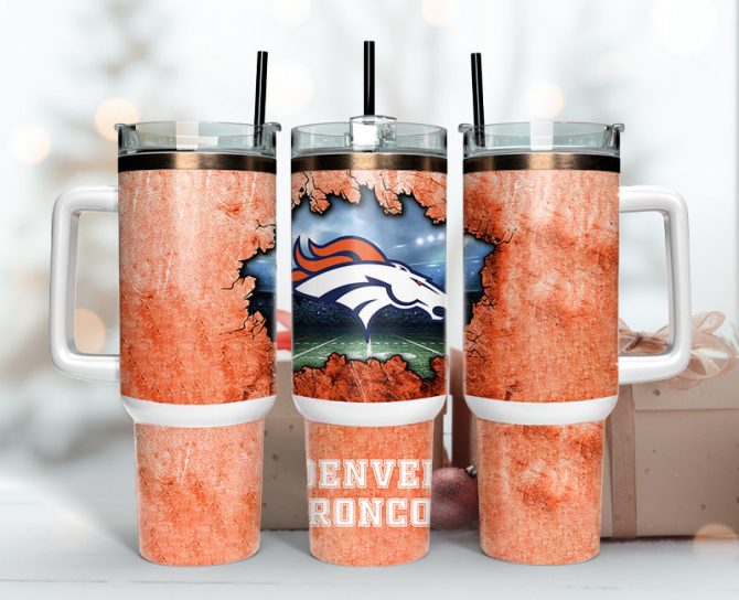 Denver Broncos Nfl Custom Stanley Quencher 40Oz Stainless Steel Tumbler With Handle