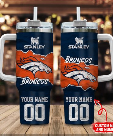 Denver Broncos Nfl Custom Stanley Quencher 40Oz Stainless Steel Tumbler With Handle