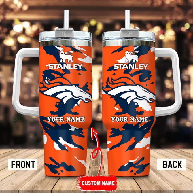 Denver Broncos Nfl Custom Stanley Quencher 40Oz Stainless Steel Tumbler With Handle