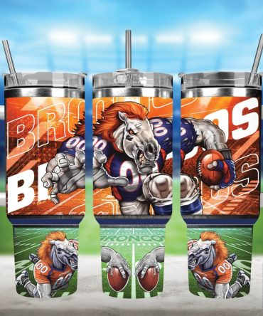 Denver Broncos Nfl Mascot Custom Stanley Quencher 40Oz Stainless Steel Tumbler With Handle