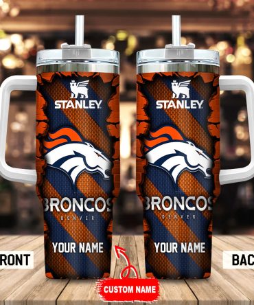Denver Broncos Nfl Custom Stanley Quencher 40Oz Stainless Steel Tumbler With Handle