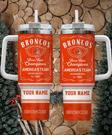 Denver Broncos Nfl Custom Stanley Quencher 40Oz Stainless Steel Tumbler With Handle