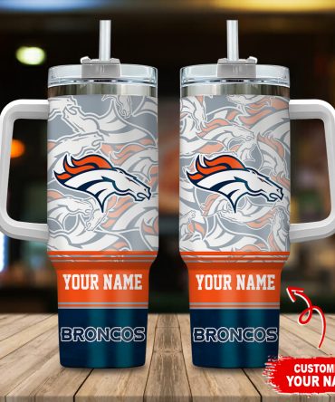 Denver Broncos Nfl Custom Stanley Quencher 40Oz Stainless Steel Tumbler With Handle