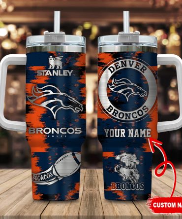 Denver Broncos Nfl Custom Stanley Quencher 40Oz Stainless Steel Tumbler With Handle