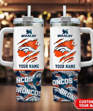 Denver Broncos Nfl Custom Stanley Quencher 40Oz Stainless Steel Tumbler With Handle