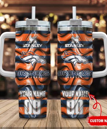 Denver Broncos Nfl Custom Stanley Quencher 40Oz Stainless Steel Tumbler With Handle