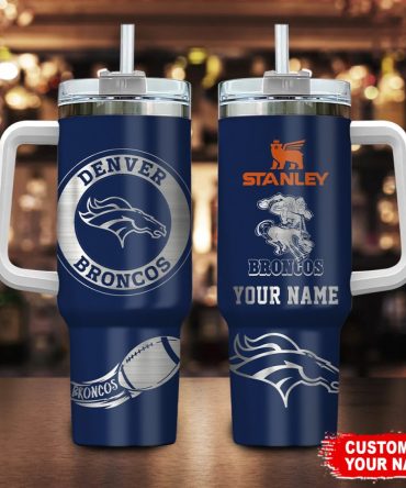 Denver Broncos Nfl Custom Stanley Quencher 40Oz Stainless Steel Tumbler With Handle