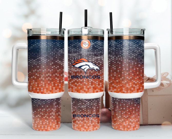 Denver Broncos Nfl Custom Stanley Quencher 40Oz Stainless Steel Tumbler With Handle
