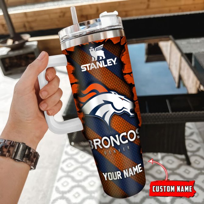 Denver Broncos Nfl Custom Stanley Quencher 40Oz Stainless Steel Tumbler With Handle - Image 3