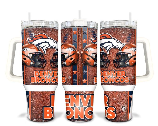 Denver Broncos Nfl Custom Stanley Quencher 40Oz Stainless Steel Tumbler With Handle