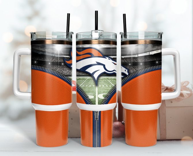Denver Broncos Nfl Custom Stanley Quencher 40Oz Stainless Steel Tumbler With Handle
