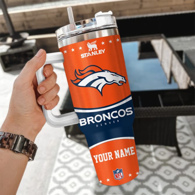 Denver Broncos Nfl Custom Stanley Quencher 40Oz Stainless Steel Tumbler With Handle - Image 3