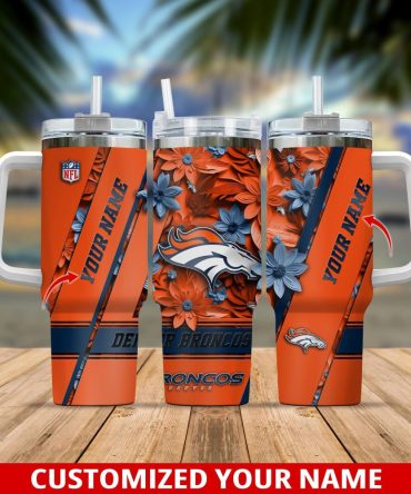 Denver Broncos Nfl Custom Stanley Quencher 40Oz Stainless Steel Tumbler With Handle