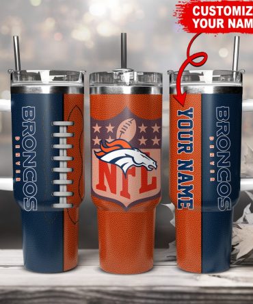 Denver Broncos Nfl Custom Stanley Quencher 40Oz Stainless Steel Tumbler With Handle