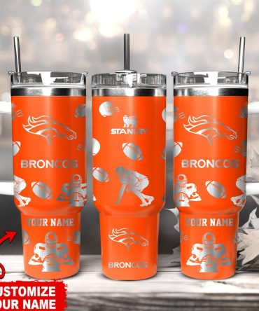 Denver Broncos Nfl Custom Stanley Quencher 40Oz Stainless Steel Tumbler With Handle