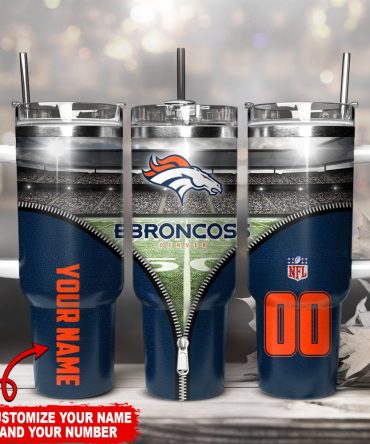 Denver Broncos Nfl Custom Stanley Quencher 40Oz Stainless Steel Tumbler With Handle