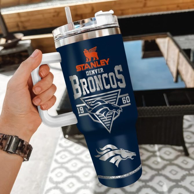 Denver Broncos Nfl Custom Stanley Quencher 40Oz Stainless Steel Tumbler With Handle - Image 3