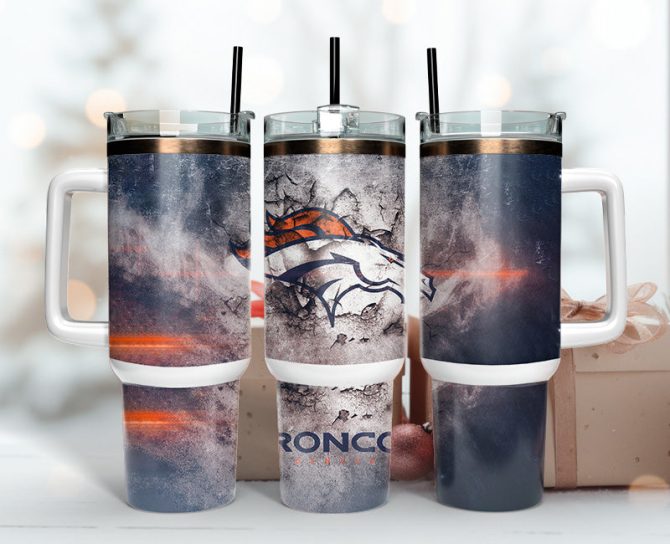Denver Broncos Nfl Custom Stanley Quencher 40Oz Stainless Steel Tumbler With Handle
