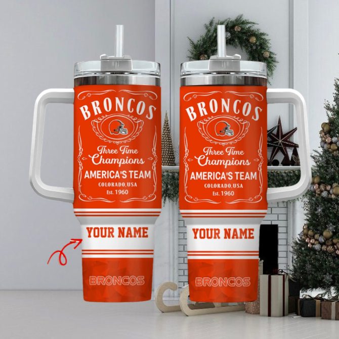 Denver Broncos Nfl Custom Stanley Quencher 40Oz Stainless Steel Tumbler With Handle - Image 2