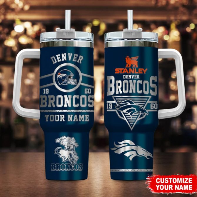 Denver Broncos Nfl Custom Stanley Quencher 40Oz Stainless Steel Tumbler With Handle