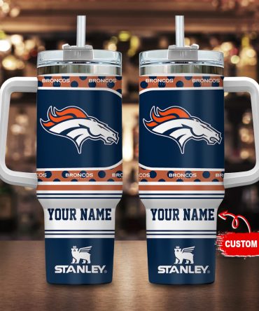 Denver Broncos Nfl Custom Stanley Quencher 40Oz Stainless Steel Tumbler With Handle